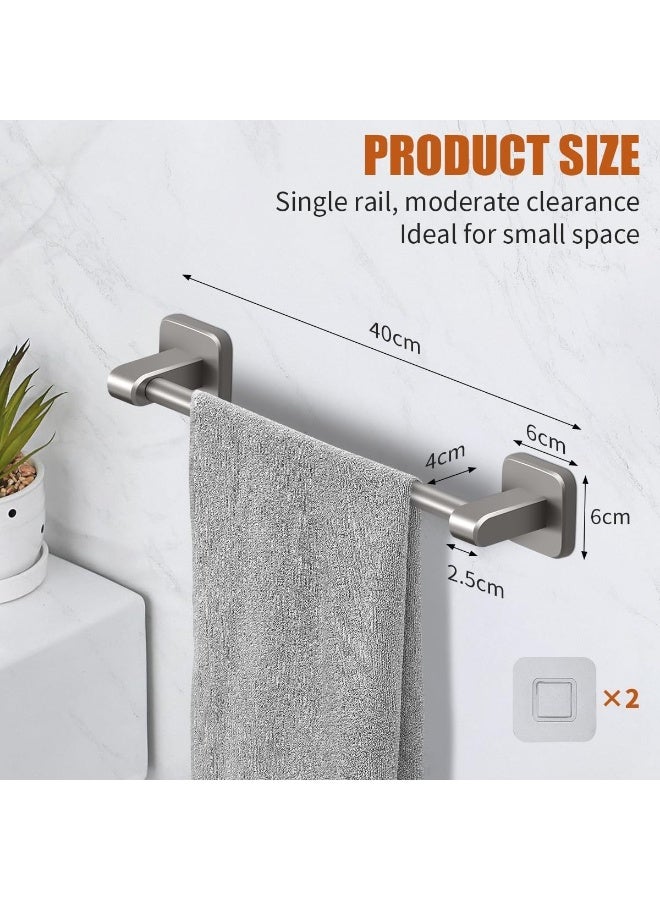 Arabest 2Pcs Hand Towel Tower Rail, Self Adhesive Wall Mounted Tower Rack, No Drill Single Towel Bar and Dish Cloth Hanger for Bathroom and Kitchen, Space Saving Organizer for Home Use (40cm,Silver Grey) - Image 2